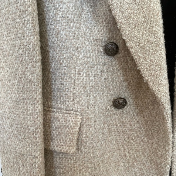 Zara Long Line Wool Blend Tweed/Boucle Style Blazer Jacket Coat in Beige Pink - Picture 5 of 7